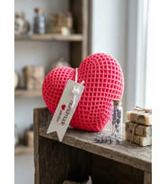 Mumelia Candles Dokulu Kalp - Doğal Soya Blok Dekoratif Mum - Kırmızı