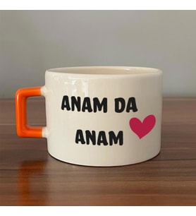 Anam Da Anam Baskılı Kadınlar Günü Turuncu Kulplu C Fincan