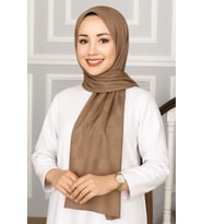 Emproyal Silver Jakar Dama Desenli Şal 75x190 cm (Vizon)