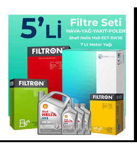 Filtron Toyota Hilux 3.0 Filtre Bakım Seti Shell Motor Yağlı (2006-2015) 5 Li