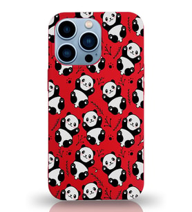 Apple iPhone 13 Pro Max Uyumlu Lansman Kılıf Panda Tasarımlı İçi Kadife Kapak-Kırmızı (Şeffaf)