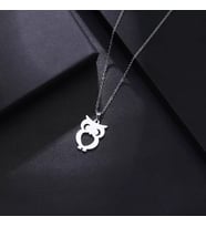 Kişiye Özel 925 Ayar Gümüş Baykuş Kolye (Gümüş)