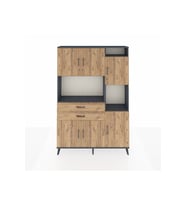 Arges Gardrop 9 Raflı 2 Çekmeceli 6 Kapaklı 132x30x195 Antrasit-Çam