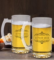 BK Gift Kişiye Özel İsimli 2’li Cam Bira Bardağı 50cl-9 (Beyaz)