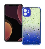 Apple iPhone 12 Mini Uyumlu Simli Şeffaf Sert Slikon Kılıf (Lacivert)