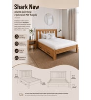 Shark New 2 Çekmeceli Çift Kişilik MDF Karyola