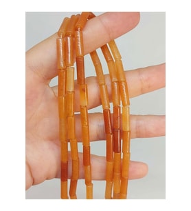 Bileklik Boy Akik Taşı Silindir Kesim 4x12.5mm Yarım Dizi (49390) (18CM UZUNLUĞUNDADIR)