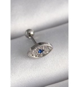 316L Çelik Gümüş Renk Zirkon Taşlı Göz Tragus Piercing TJ-PR1253