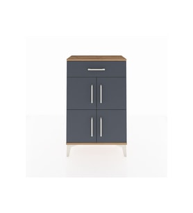 Arges Komodin Tek Raflı Tek Çekmeceli 4 Kapaklı 60x30x96 Çam-Antrasit