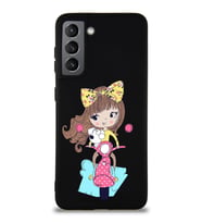Samsung Galaxy S21 Soft Premier Kapak Vespagirl Tasarımlı Silikon Kılıf - Siyah (Şeffaf)