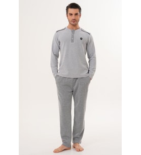 Mecit 2998 Gri Selanik Kumaş Kışlık Erkek Pijama Takımı