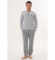 Mecit 2998 Gri Selanik Kumaş Kışlık Erkek Pijama Takımı