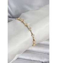 Pirinç Gold Renk Damla Model Zirkon Taşlı Kadın Bileklik 5886 - HPSBYI1939-4541