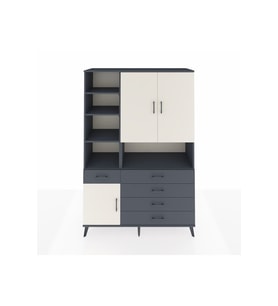 Hyperion Dolap 8 Raflı 5 Çekmeceli 3 Kapaklı 132x44x195 Antrasit-Aytaşı/Antrasit