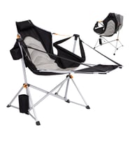 KingCamp Orchid Lux Ayak Dayamalı & Salıncaklı Hamak Kamp Sandalyesi Bl/Grey (Siyah-Gri)