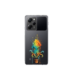 Poco X5 Pro ile uyumlu Splash ahtapot tasarımlı şeffaf silikon kılıf