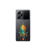 Poco X5 Pro ile uyumlu Splash ahtapot tasarımlı şeffaf silikon kılıf