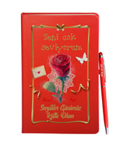 Sevgililer Gününe Özel Kırmızı Defter Kalem Hediye Seti 15