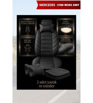 c180 w203 2007 Koltuk ve Kılıf uyumlu Lüks Minder Siyah Yastık 2 Minder 2 Yastık