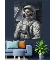 Siyah Beyaz Astronot Portresi Dekoratif Kanvas - Mdf Ahşap Tablo