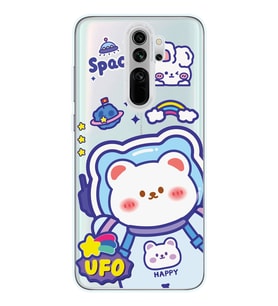 Xiaomi Redmi Note 8 PRO Uyumlu Ufo Ayı Tasarımlı Şeffaf Telefon Kılıfı