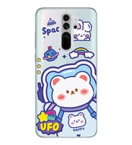 Xiaomi Redmi Note 8 PRO Uyumlu Ufo Ayı Tasarımlı Şeffaf Telefon Kılıfı