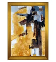 Soyut Şekiller Motifli Kanvas Tablo 80 x 110 cm Gold Çerçeve