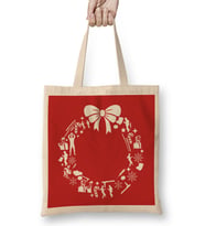 Pulp Fiction Christmas Wreath Pattern Bez Çanta Uzun Saplı