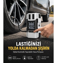 Araç Lastik Şişirme Pompası ve Akü Takviye Powerbank Bir Arada Yeni Nesil