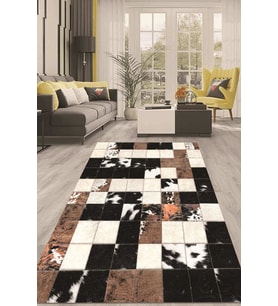 Dijital Kaymaz Taban Yıkanabilir Modern Renkli Salon Halısı Mutfak Halısı Yolluk ND-HT-346 (Kahverengi)