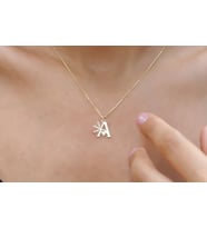 Kişiye Özel 925 Ayar Gümüş Tasarım Örümcek Ağı Harf Kolye (Gold)