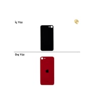 iPhone SE 2020 Kırmızı Renk Arka Kapak Arka Cam Batarya Kapağı Lazer Kesim Kapak Pil Kapağı