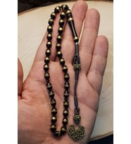 Arpa Kesim Karartılmış Kuka Tesbih Gümüş Püskül (Siyah)