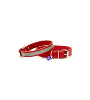 Cattie Gerçek Deriden El Yapımı Reflektörlü Kedi Boyun Tasması 1,2x25-29cm - Red