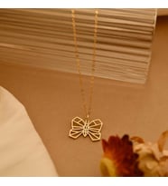 Kişiye Özel Origami Kelebek Figürlü Kolye 925K Gümüş (Gold)