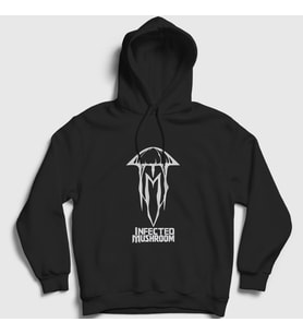 Presmono Unisex Beyaz Logo Müzik Infected Mushroom Kapüşonlu Sweatshirt 510709tt (Siyah)