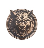 Vahşi Kurt -Yuvarlak  Deri Peç - Arma - Wolf Leather Patch (Bej)