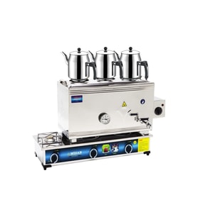MİZAN MC401 Üç Demlik LPG ve Elektrikli Çay Kazanı 40 Lt + DEMLİK