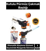 1300 Derece Isı Sağlayan Her Marka Gaz Kartuş Uyumlu Otomatik Ateşleyici Portatif Pürmüz Başlığı