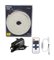 5 Metre 12 Volt 6x12 mm Esnek 3000K Günışığı Neon Led 12A Tek Renk Kumandalı RF Dimmer 3A Plastik Ad