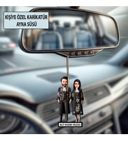 Fotoğraftan Kişiye Özel 2 Kişilik Avukat Karikatürlü 10 cm MDF Araç Dikiz Aynası Süsü - Avukat Hediyesi Avukata ve Hukukçuya Hediye
