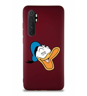Xiaomi Mi Note 10 Lite Soft Premier Kapak Donald Duck-E Tasarımlı Silikon Kılıf - Mürdüm (Şeffaf)