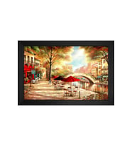 Manzara Temalı Kanvas Tablo 80 x 110 cm Siyah Çerçeve