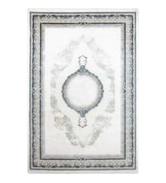 Hoom Rugs Akik 8621 Mavi Modern Makine Halısı (Mavi-Krem)