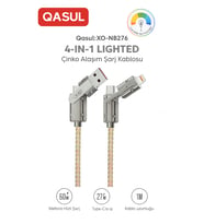 Renkli Işıklı 4’ü 1 Arada Çok Fonksiyonlu Hızlı Şarj Kablosu 60W Telefon, 27W Type-C to iPhone