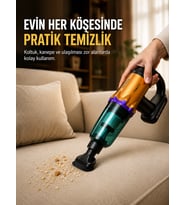 Taşınabilir Kablosuz El Süpürgesi Araç ve Ev Temizliğine Uygun
