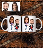 Kişiye Özel Sevgili Tasarımlı Karikatürlü 2 Adet Kupa Bardak 24