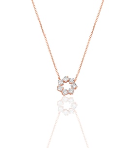 Gümüş rose baget kesim zirkon taşlı yıldız çiçeği  kolye SGTL12792ROSE