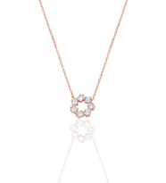 Gümüş rose baget kesim zirkon taşlı yıldız çiçeği  kolye SGTL12792ROSE