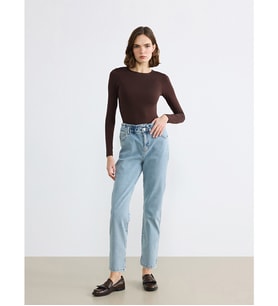 LCWAIKIKI Classic İndigo Beli Lastikli Slim Mom Kadın Jean Pantolon